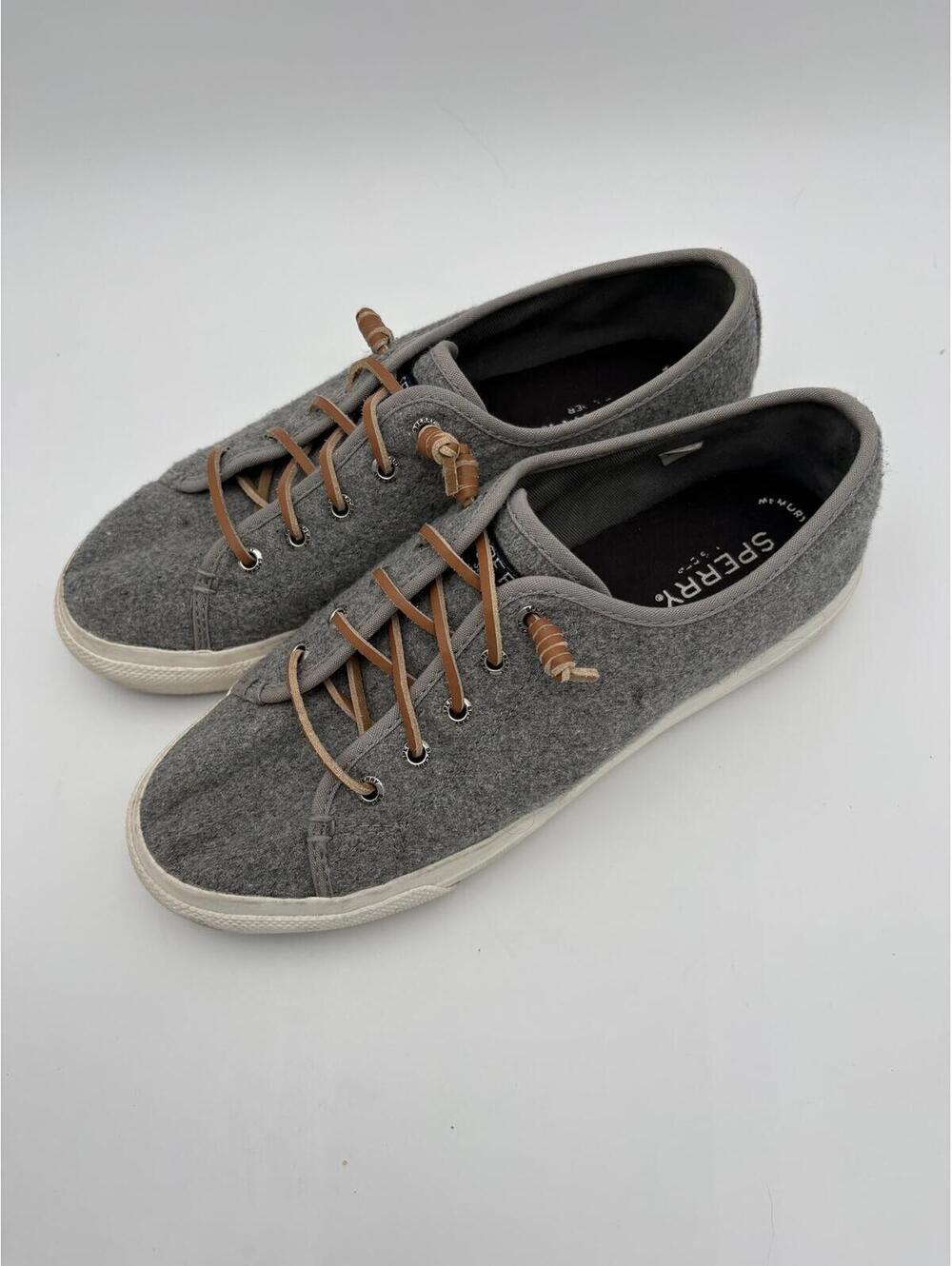 Sperry’s Womans Size 8 Cliffside Gray Wool Platform Sneakers with Brown Laces - Picture 3 of 9